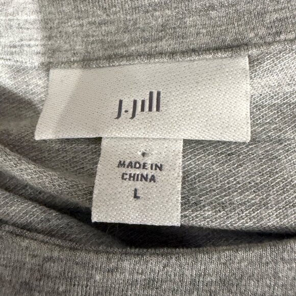 J. Jill size L viscose blend gray with white hem knotted side long sleeve top - Picture 4 of 7